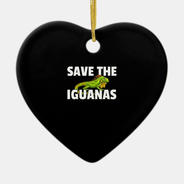 Save The Iguanas Reptile Gift Lizard Hunter Gift Ceramic Tree Decoration (Front)