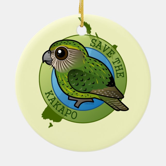 Save the Kakapo Ceramic Tree Decoration (Back)