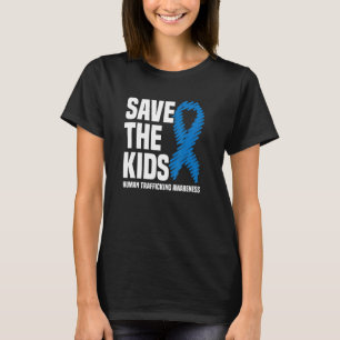 Save The Kids Blue Ribbon Stop Human Trafficking T-Shirt