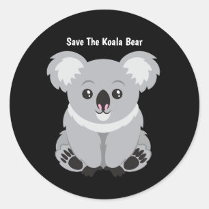 Save the Koala Bear Classic Round Sticker