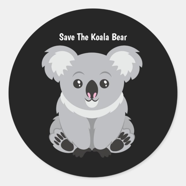 Save the Koala Bear Classic Round Sticker (Front)