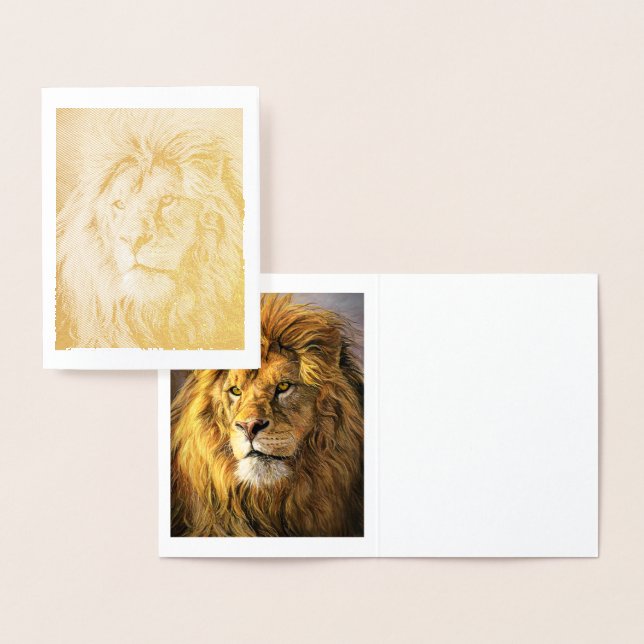 Save the Lion Gold Foil Note Card (Display)