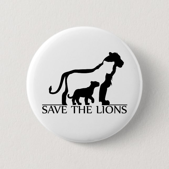 Save the Lions 6 Cm Round Badge (Front)