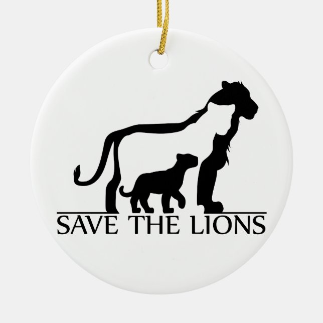 Save the Lions Ceramic Tree Decoration (Front)