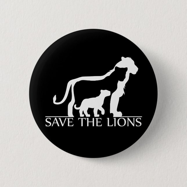 Save the Lions (White) 6 Cm Round Badge (Front)