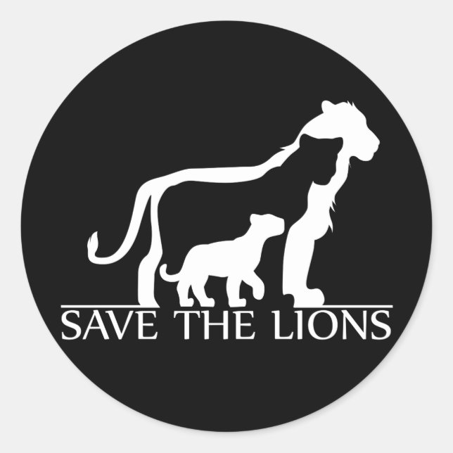 Save the Lions (White) Classic Round Sticker (Front)