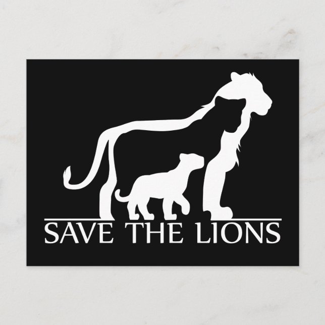 Save the Lions (White) Postcard (Front)