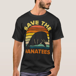 Save The Manatees Chubby Retro Vintage Gift Tee