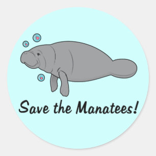Save the Manatees Classic Round Sticker