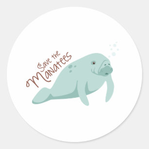 Save The Manatees Classic Round Sticker