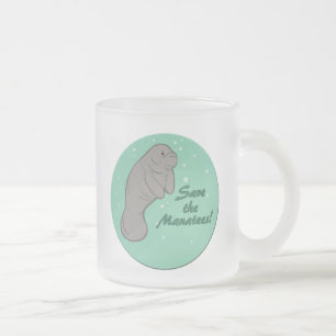 Save the Manatees! Frosted Glass Coffee Mug