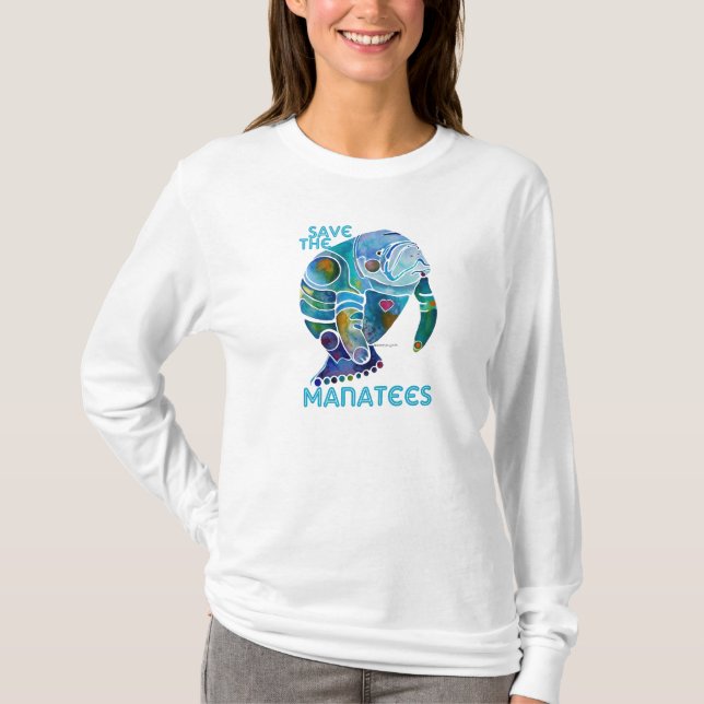 Save the Manatees Ladies Long Sleeved Shirt (Front)