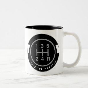 Save The Manuals Stick Shift Car Enthusiast Two-Tone Coffee Mug