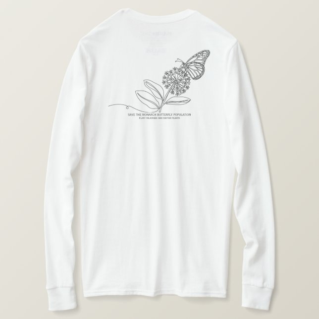 Save The Monarch Butterfly Population T-Shirt (Design Back)