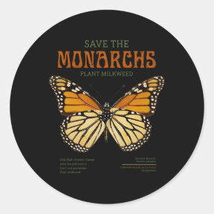 Save The Monarchs Plant More Milkweed Butterfly Da Classic Round Sticker