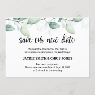 Save the New Date Wedding Announcement - Eucalyptu