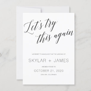 Save the new date, wedding postponement card. invitation