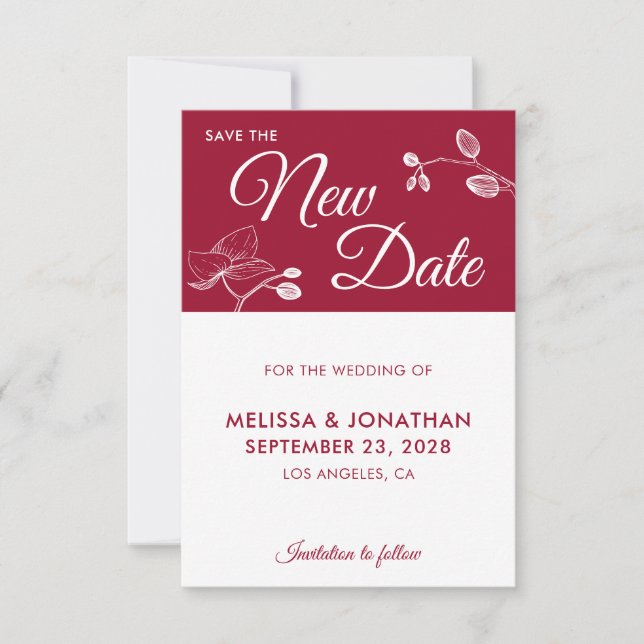 Save The New Date wedding postponement floral (Front)