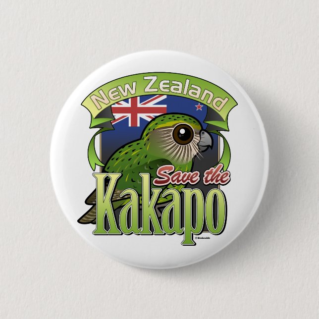 Save the New Zealand Kakapo 6 Cm Round Badge (Front)
