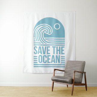 Save the ocean activist quotes blue aesthetic tapestry