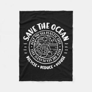 Save The Ocean, Environmental Protection, Scuba Di Fleece Blanket