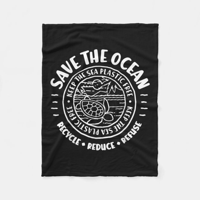 Save The Ocean, Environmental Protection, Scuba Di Fleece Blanket (Front)