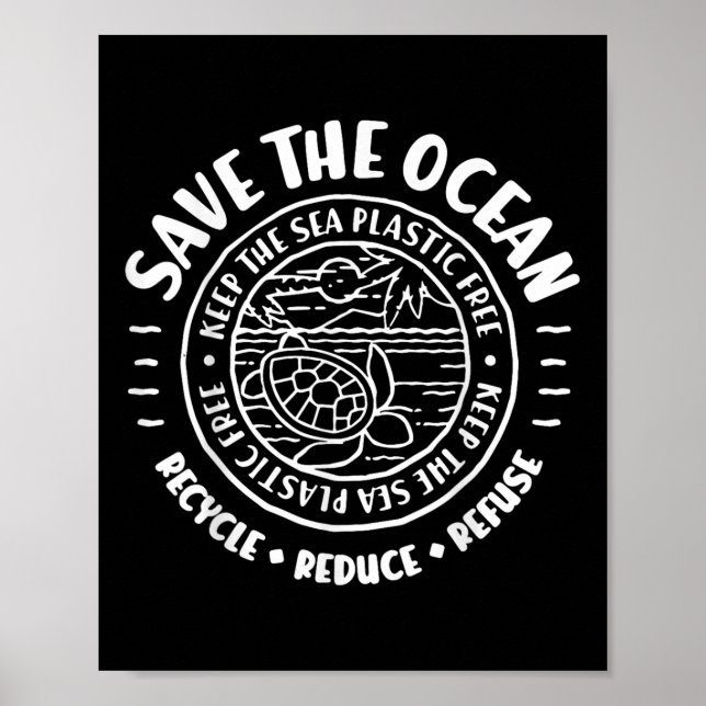 Save The Ocean, Environmental Protection, Scuba Di Poster (Front)