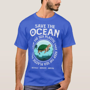 Save The Ocean Keep The Sea Plastic Free Turtle Lo T-Shirt