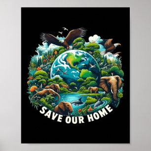 Save The Ocean Save Our Home Earth Day Nature Love Poster