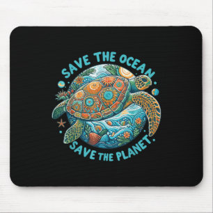 Save The Ocean Save The Planet Cute Sea Turtle Mouse Mat