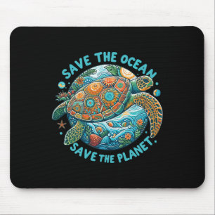 Save The Ocean Save The Planet Cute Sea Turtle Mouse Mat
