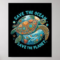 Save The Ocean Save The Planet Cute Sea Turtle