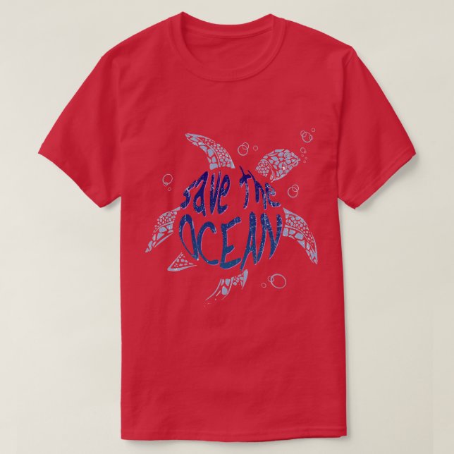 Save The Ocean Sea Turtle T-Shirt (Design Front)