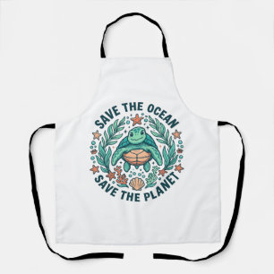 Save the Ocean Sea Turtle Vintage Engraving Shirt_ Apron
