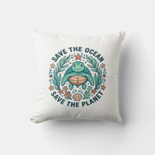 Save the Ocean Sea Turtle Vintage Engraving Shirt_ Cushion