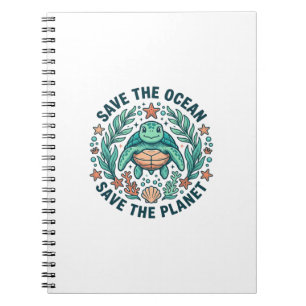 Save the Ocean Sea Turtle Vintage Engraving Shirt_ Notebook