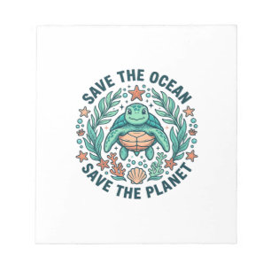 Save the Ocean Sea Turtle Vintage Engraving Shirt_ Notepad