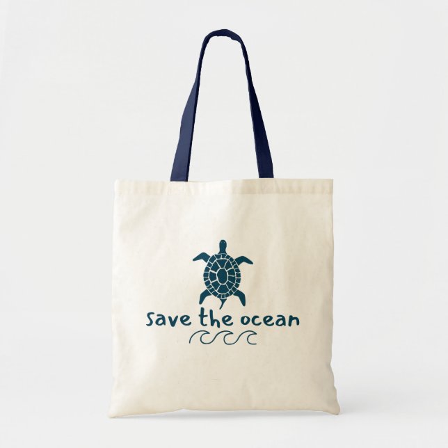 save the ocean. turtle. Totes & Beach Bags (Front)