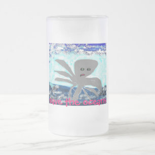 Save the oceans beermug frosted glass beer mug
