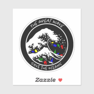 "Save the Oceans" Laptop Sticker (Black)