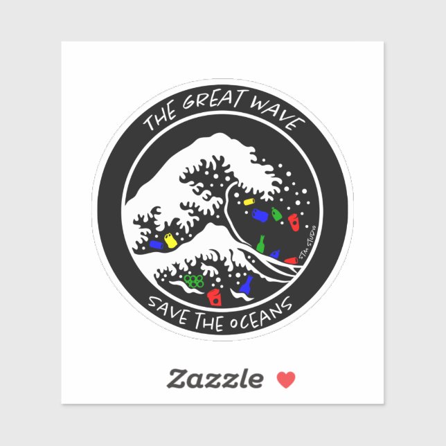 "Save the Oceans" Laptop Sticker (Black) (Sheet)