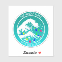 "Save the Oceans" Laptop Sticker (Green)