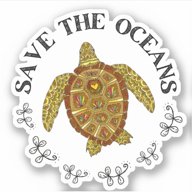 Save the Oceans Sea Turtle Illustration (Front)