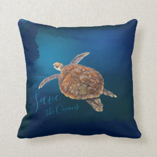Save the Oceans Seaturtle Tropical fish custom  Cushion