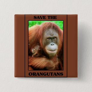 Save the Orangutans 15 Cm Square Badge