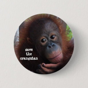 Save the Orangutans! 6 Cm Round Badge