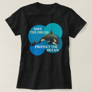 Save The Orcas Protect The Ocean Retro Whale Orca T-Shirt
