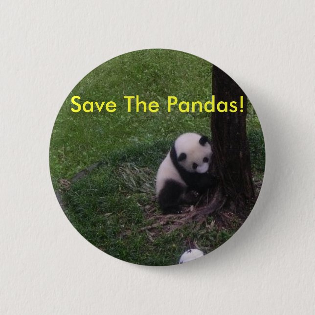 Save The Pandas! 6 Cm Round Badge (Front)