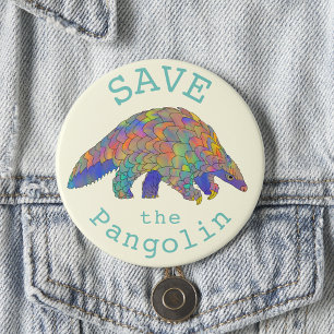 Save the Pangolin Colourful Animal Art Slogan 7.5 Cm Round Badge