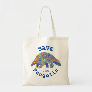 Save the Pangolin Colourful Endangered Animal Art Tote Bag